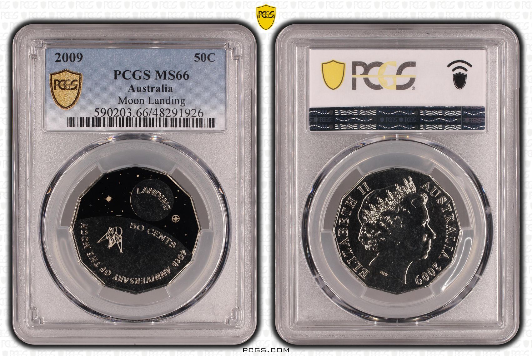 Moon Landing , Fifty Cent, 2009, PCGS MS66