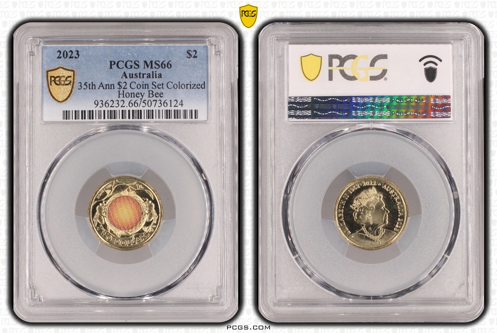 35th Ann $2 Coin Set Colorized Honey Bee, Two Dollar, 2023, PCGS MS66