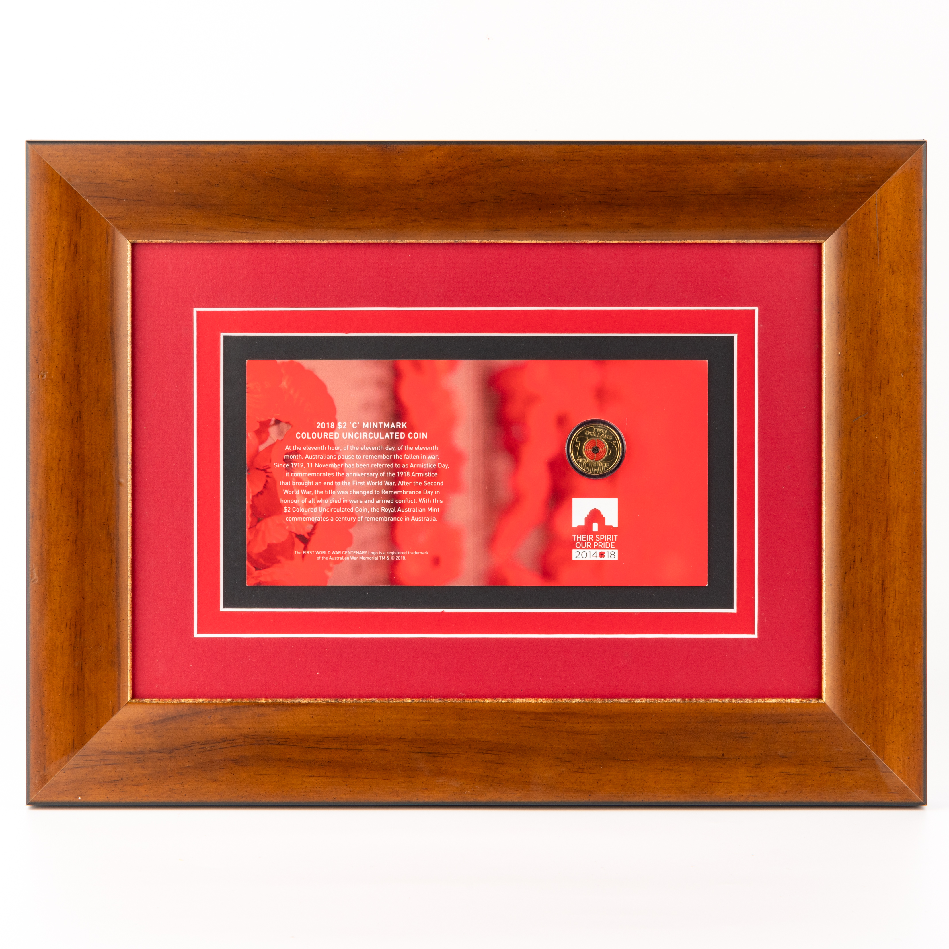 Elizabeth II, Framed Armistice Centenary, Two Dollar, 2018-C, UNC