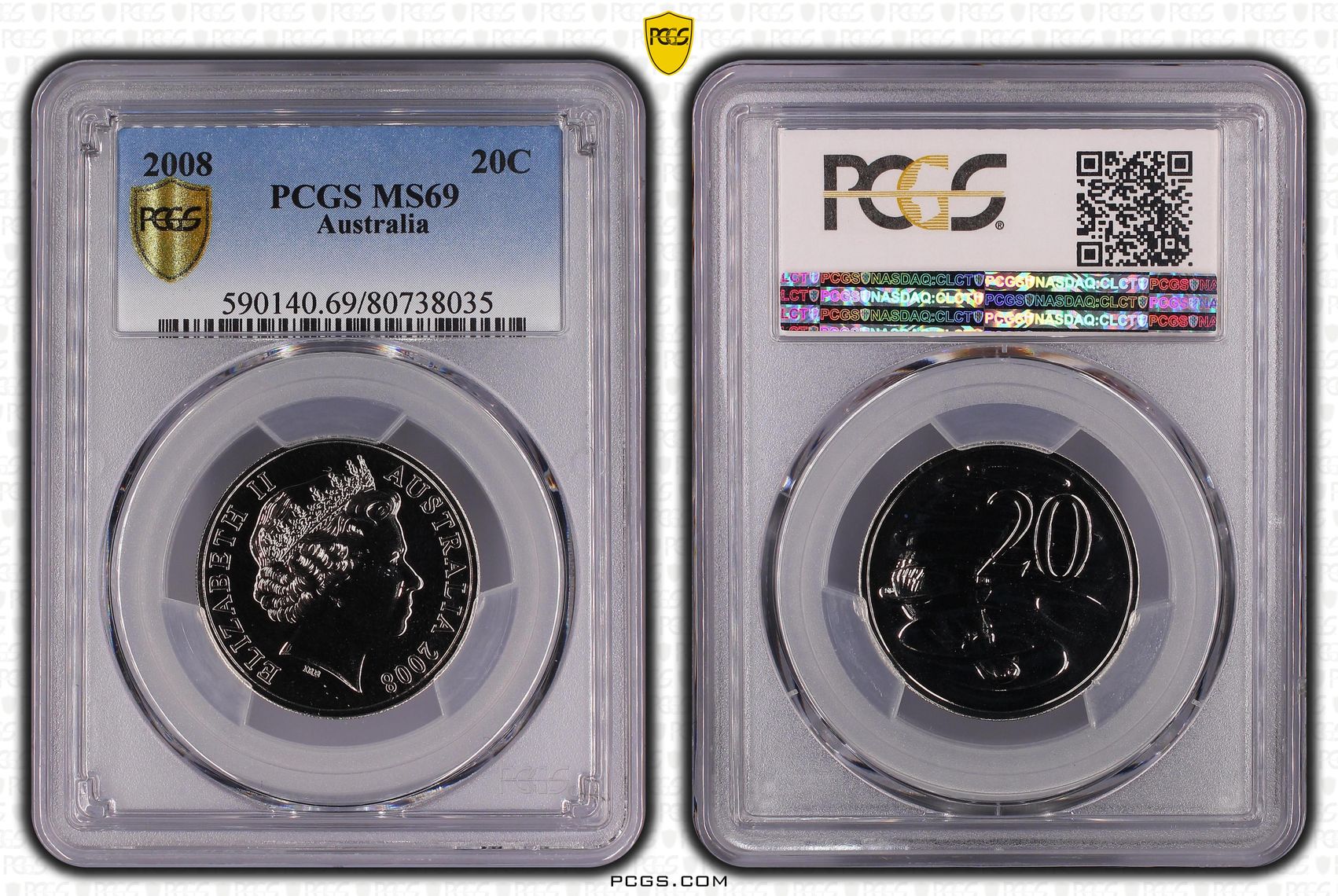 , Twenty Cent, 2008, PCGS MS69