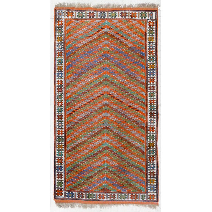 Vintage Turkish Red Arrow Rug 6'10''x3'7''