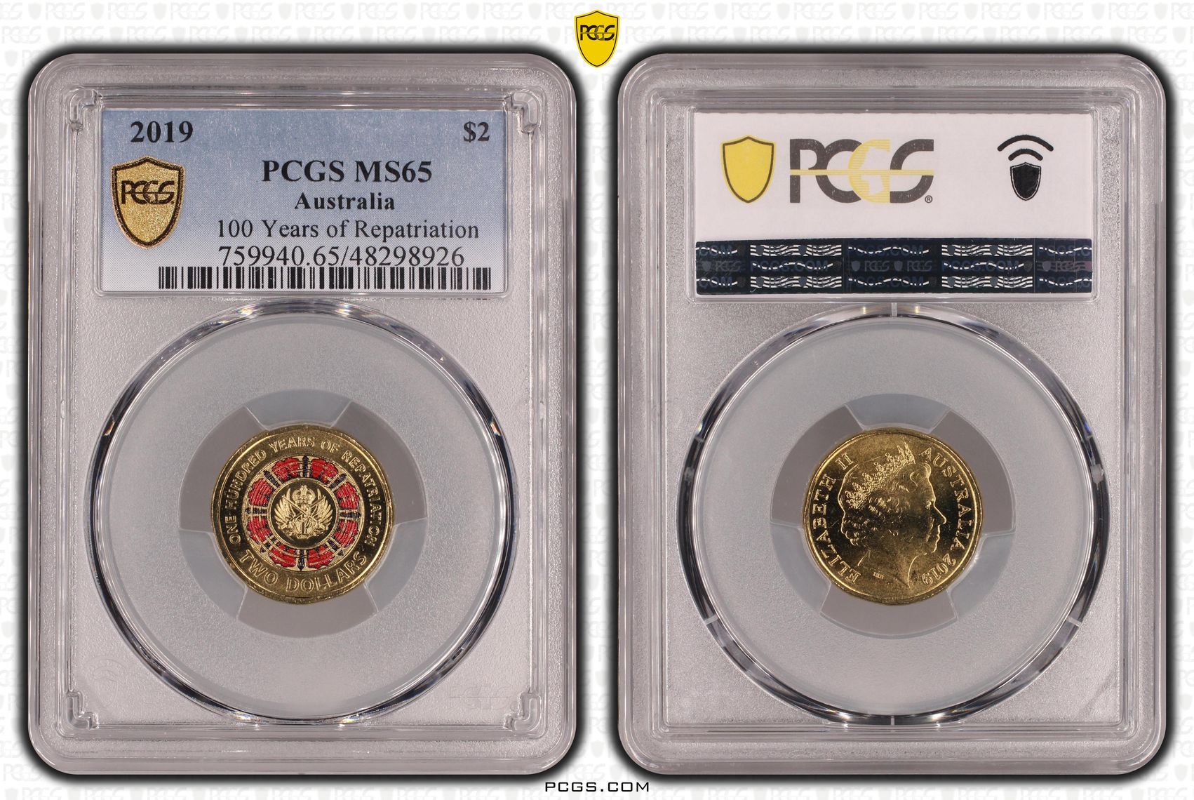 100 Years of Repatriation - Colorized, Two Dollar, 2019, PCGS MS65