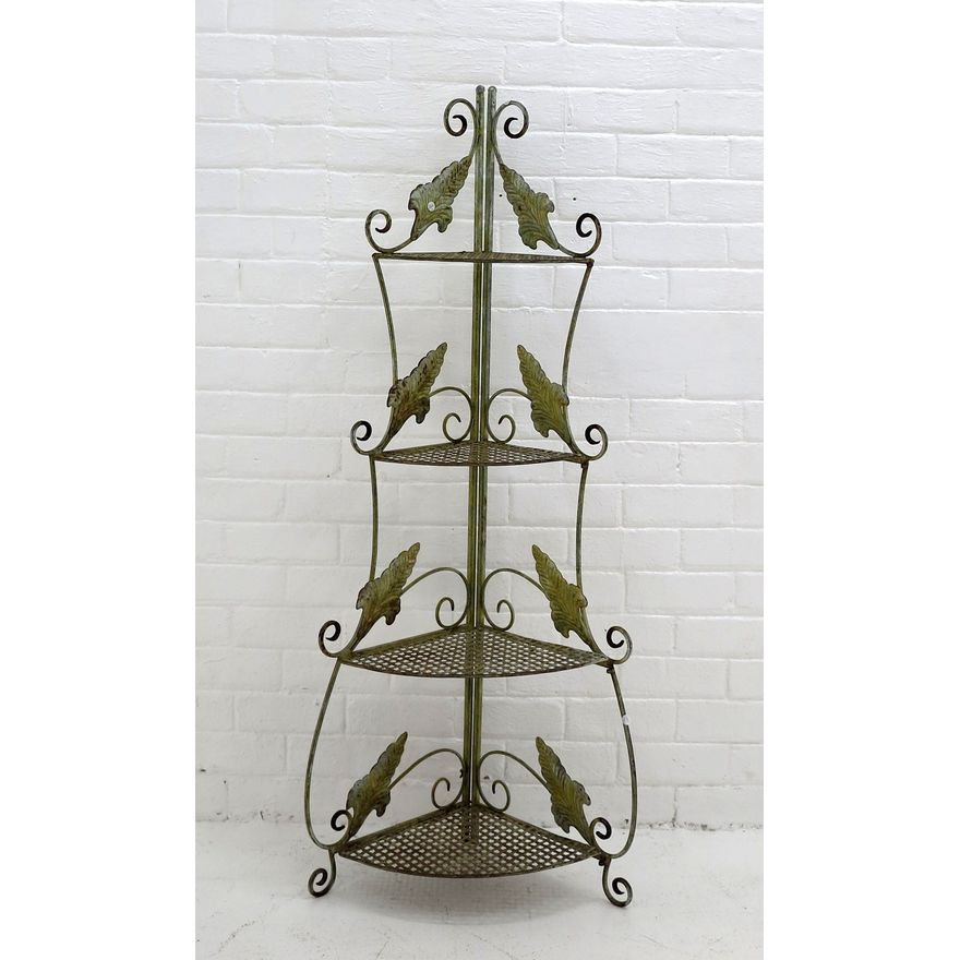 FOLDING METAL FOUR-TIER PLANT STAND