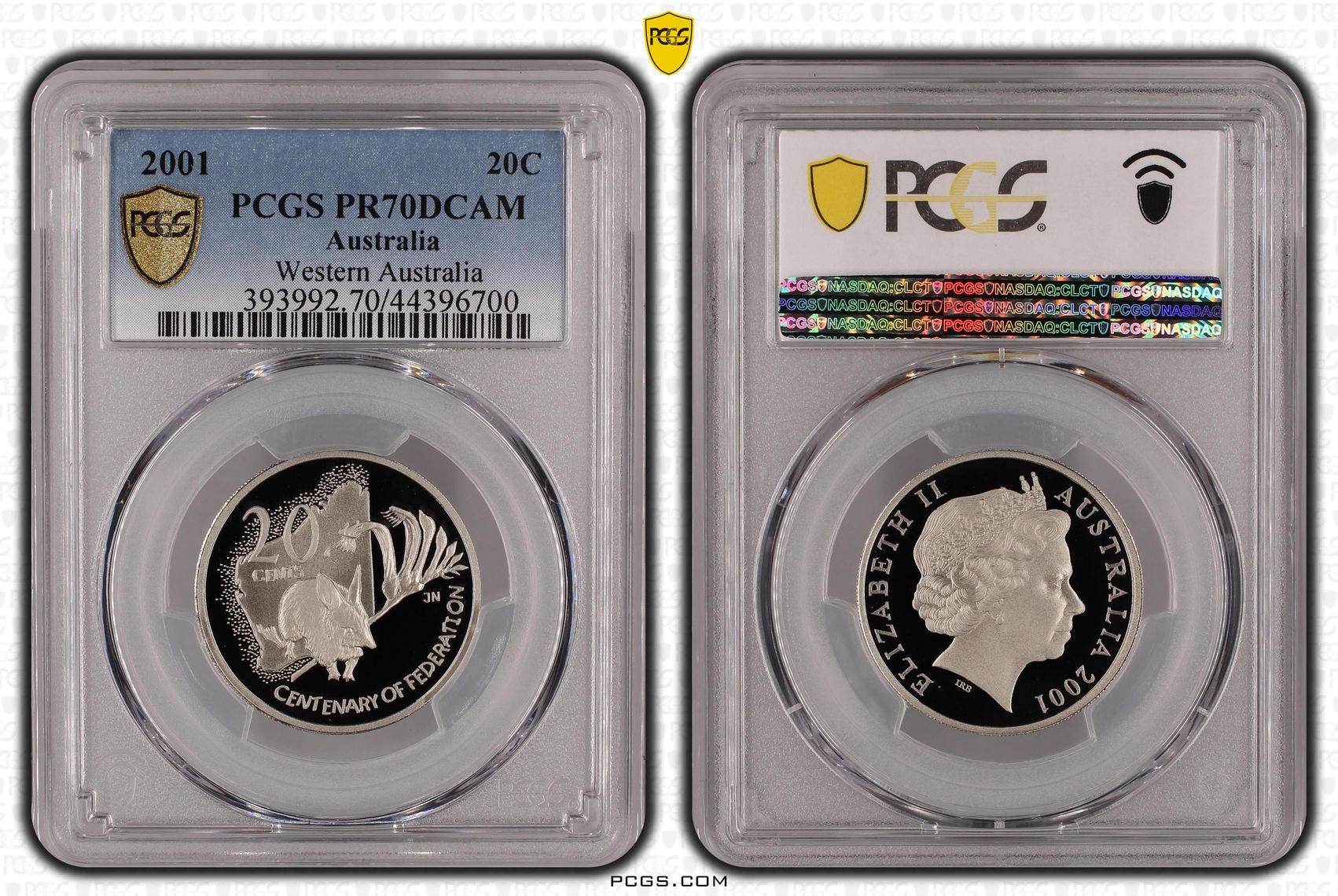 2001 Australia Twenty Cent, 20c Western Australia PCGS - PR70DCAM POP 37/0 -700