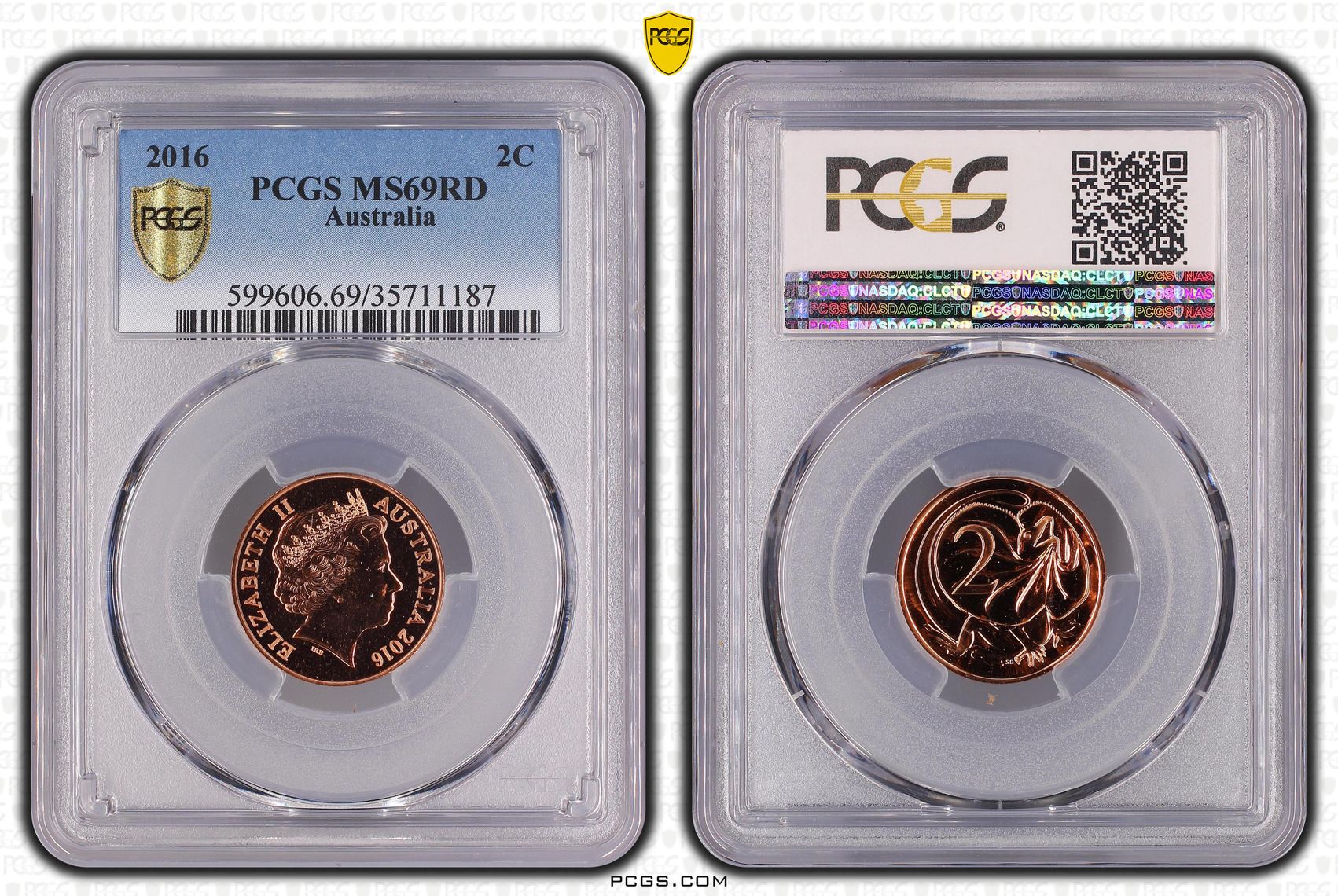 Two Cent, 2016, PCGS MS69RD