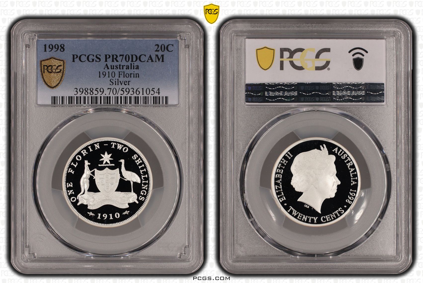 1910 Florin Silver, Twenty Cents, 1998, PCGS PR70DCAM