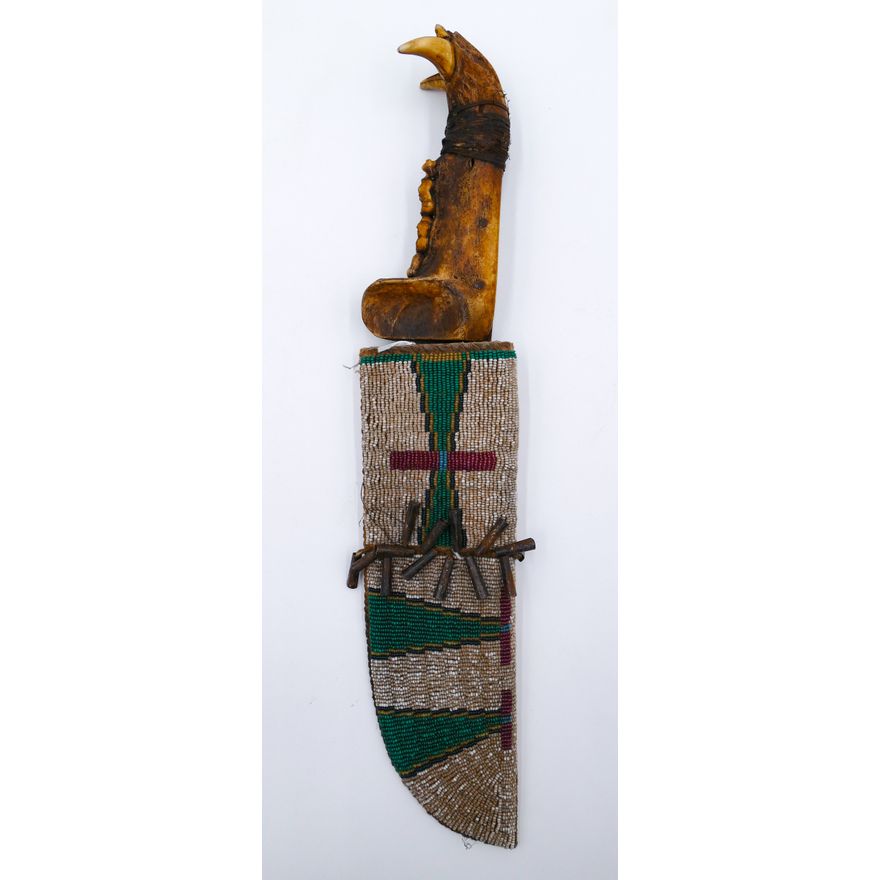 Old Plains Indian Beaded Sheath with Knife