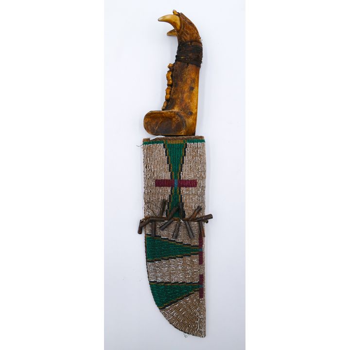 Old Plains Indian Beaded Sheath with Knife