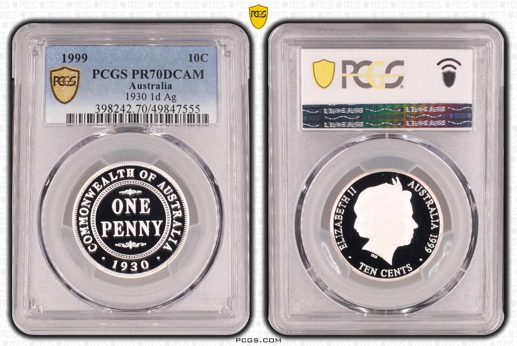 1930 1d Silver, Ten Cent, 1999, PCGS PR70DCAM