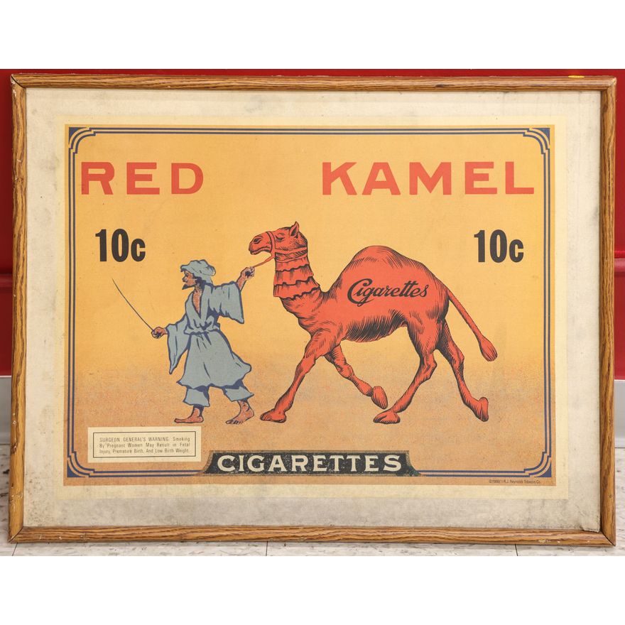 Red Kamel Cigarettes Canvas Sign Framed 23''x29''