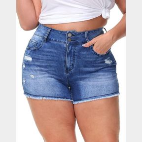 GBOOMO WOMENS PLUS SIZE CASUAL DENIM SHORTS HIGH WAISTED DISTRESSED JEAN SHORTS RIPPED SHORT JEANS,22W