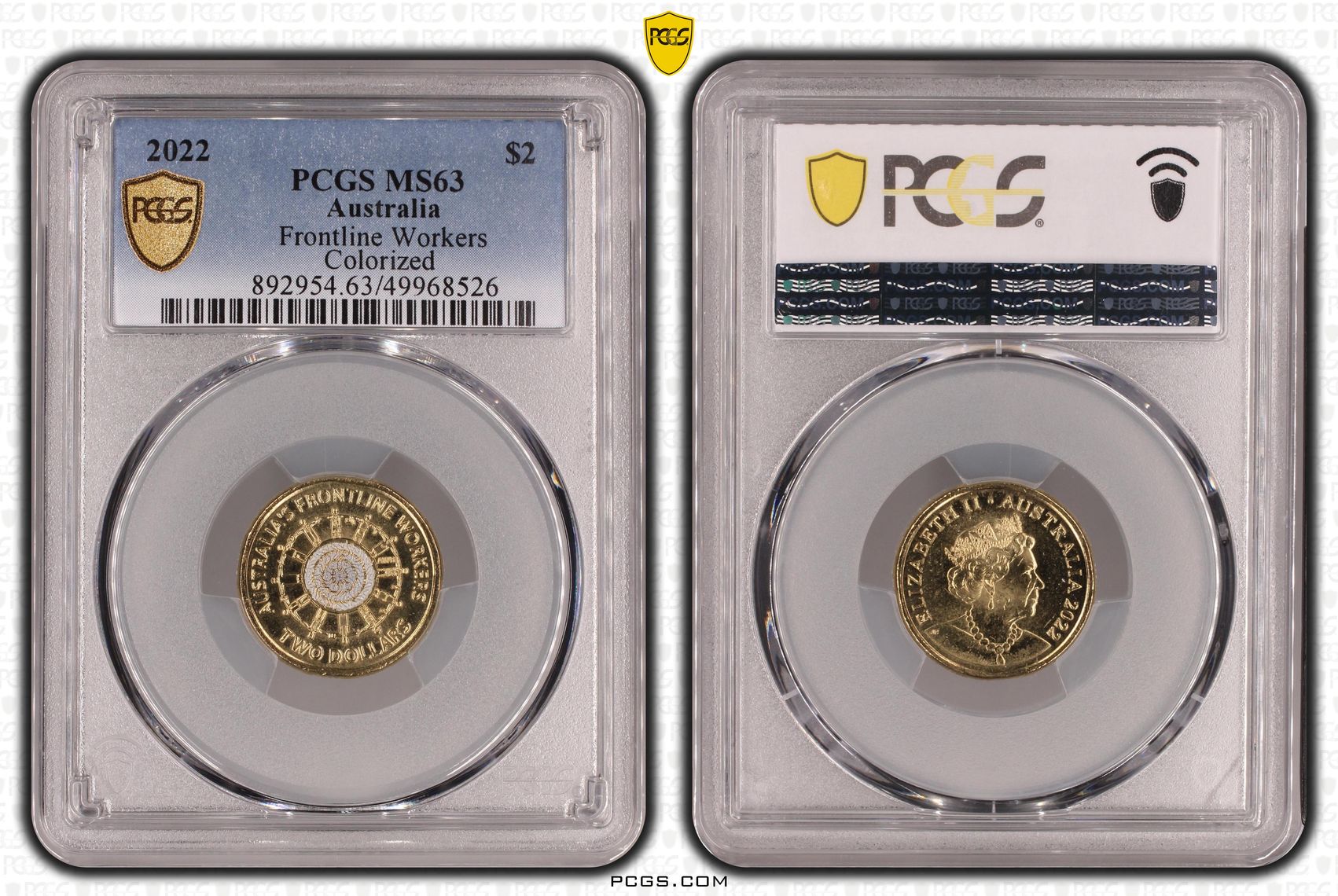 Frontline Workers Colourised, Two Dollar, 2022, PCGS MS63