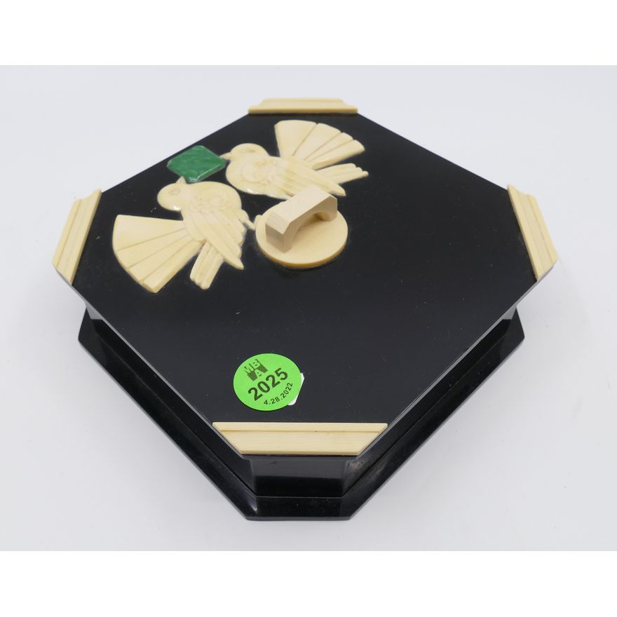 Art Deco Celluloid Bird Dresser Box- 5.5''