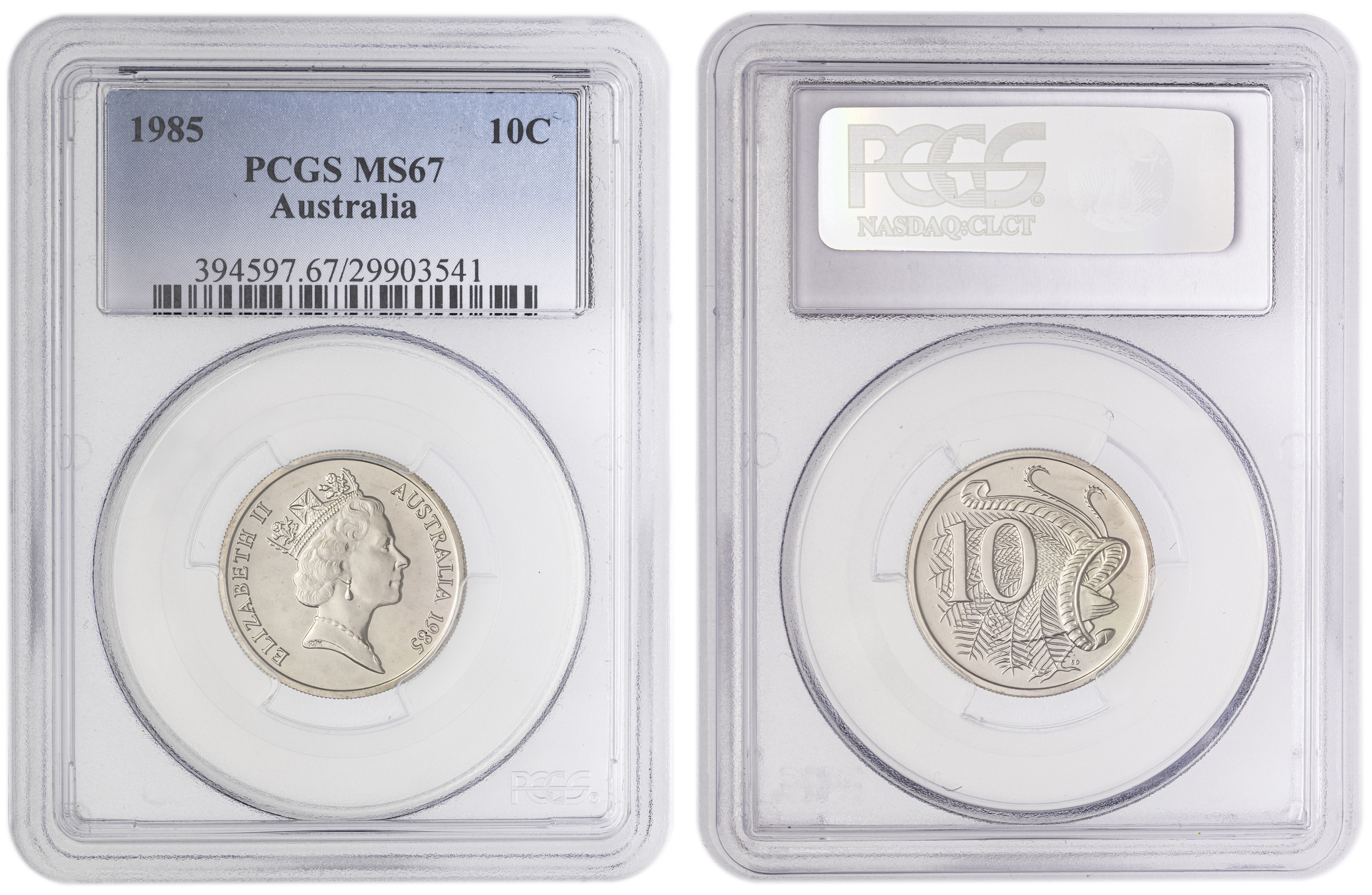 , Ten Cent, 1985, PCGS MS67