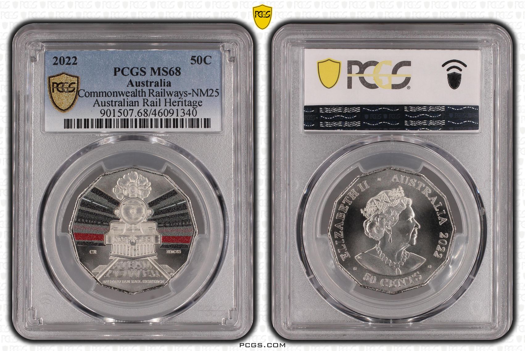 Commonwealth Railways-NM25 Australian Rail Heritage, Fifty Cent, 2022, PCGS MS68