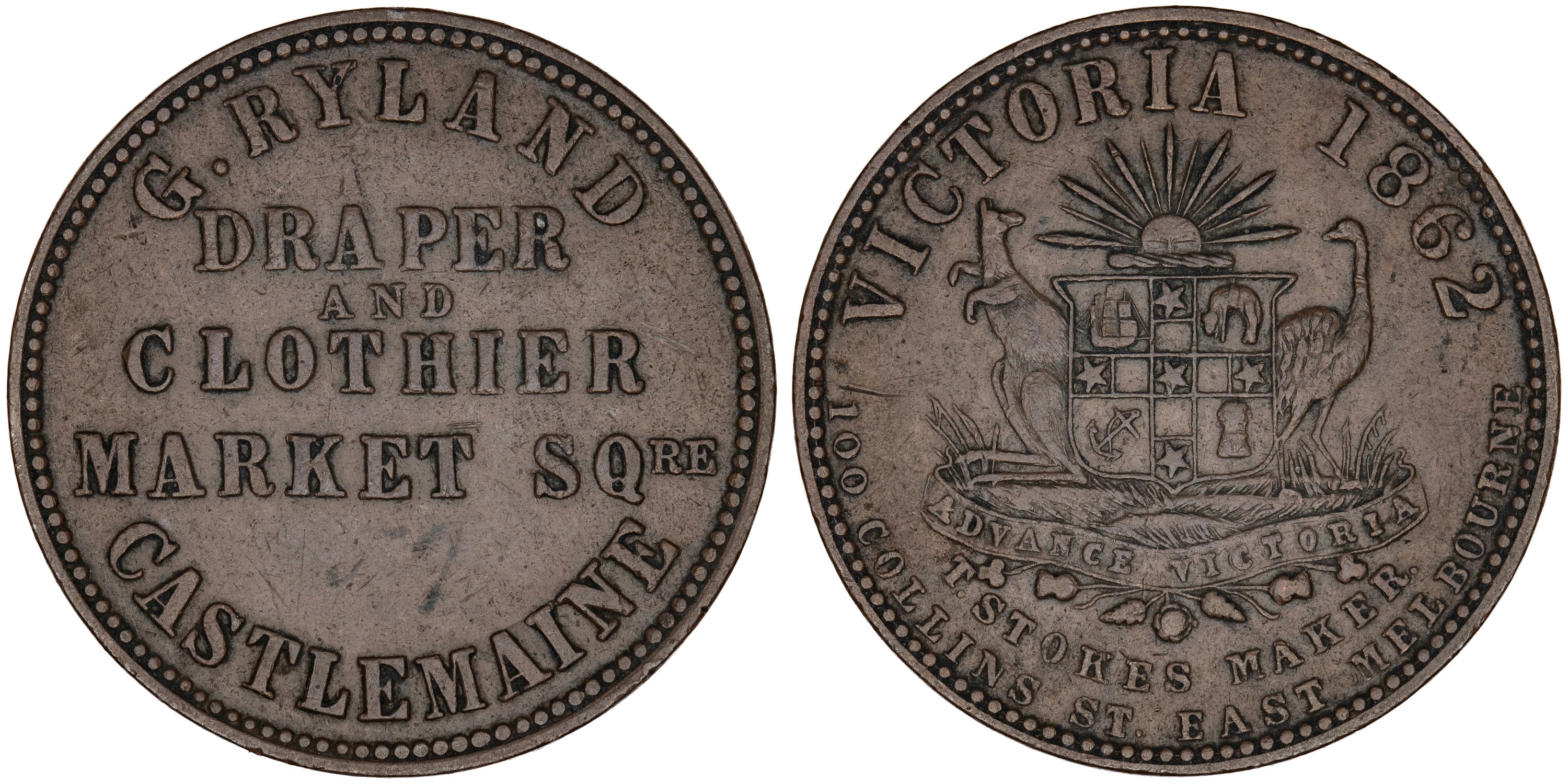 A.468 - Ryland, G - Castlemaine, VIC, Penny, 1862, gF