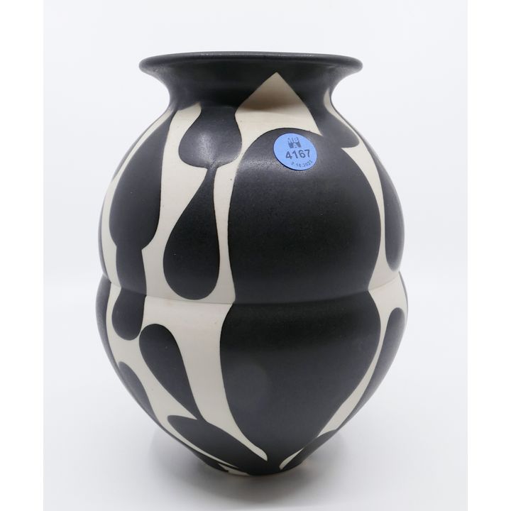 Sam Scott Black & White Porcelain Vase- 8.5''