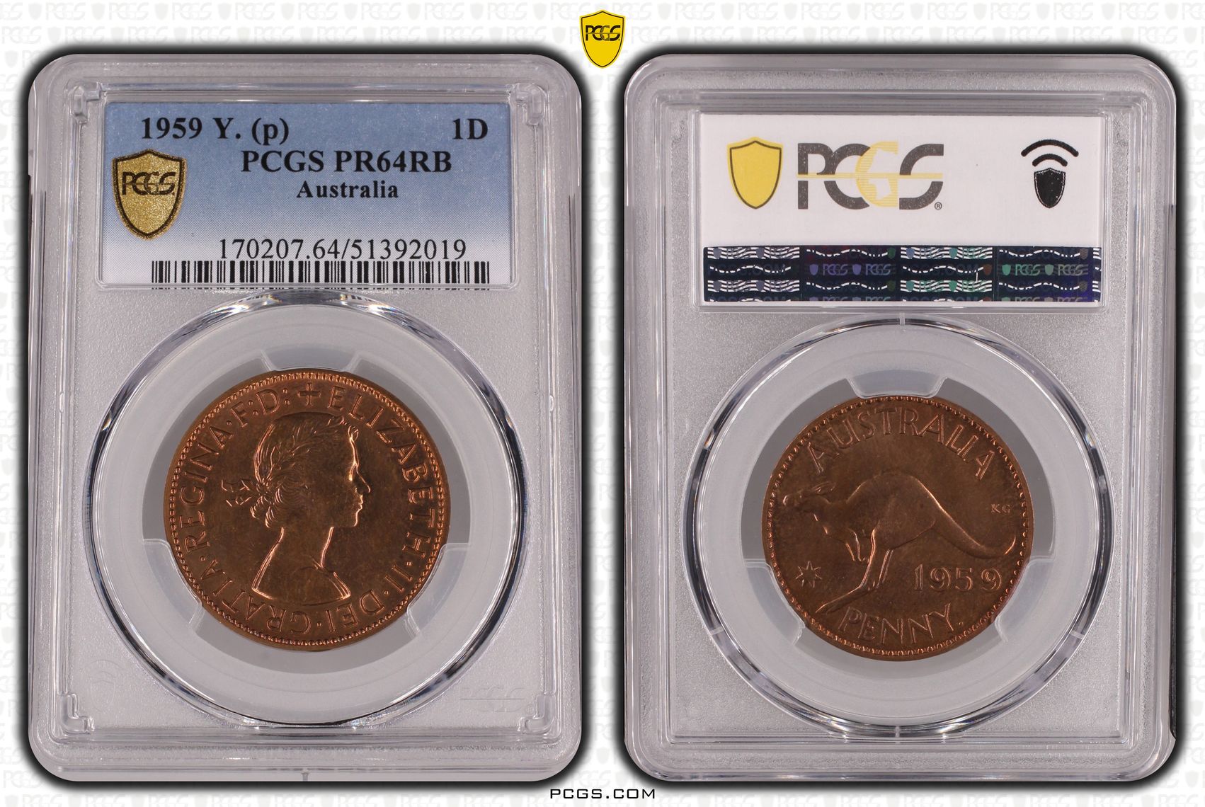 Elizabeth II, Penny, 1959 Y., PCGS PR64RB