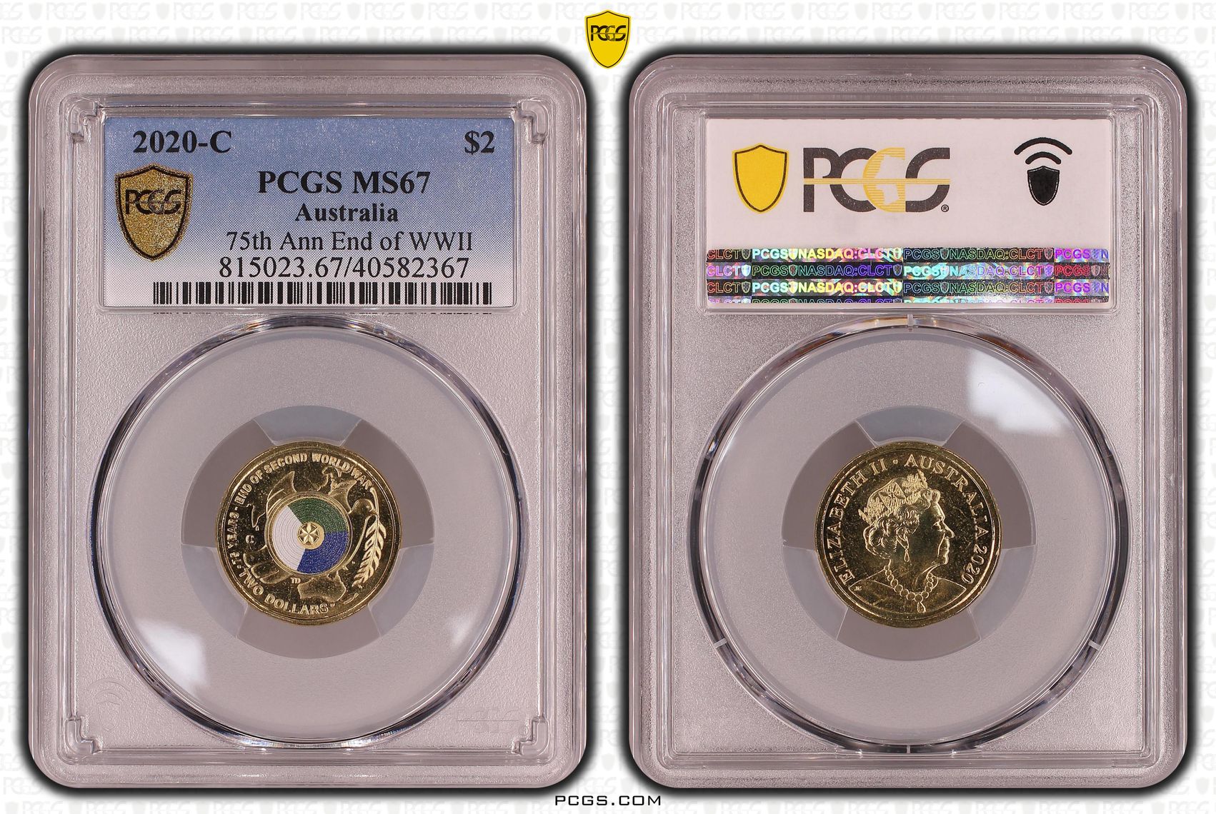 Elizabeth II, 75th Ann End of WWII Colorized, Two Dollar, 2020-C, PCGS MS67