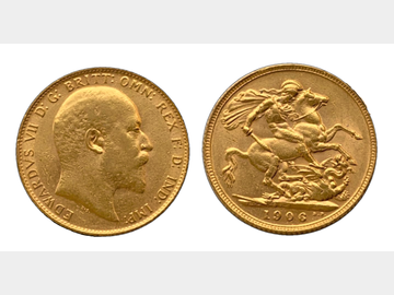 1906 EDWARD VII LONDON MINT GOLD SOVEREIGN