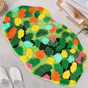 30"X20" MOSS RUG MOSS BATH MAT 30" 20" COLORFUL MOSS RUG CUTE BATH MAT WITH NON SLIP BACKING 3D MOSS CARPET SOFT WATER ABSORBENT B