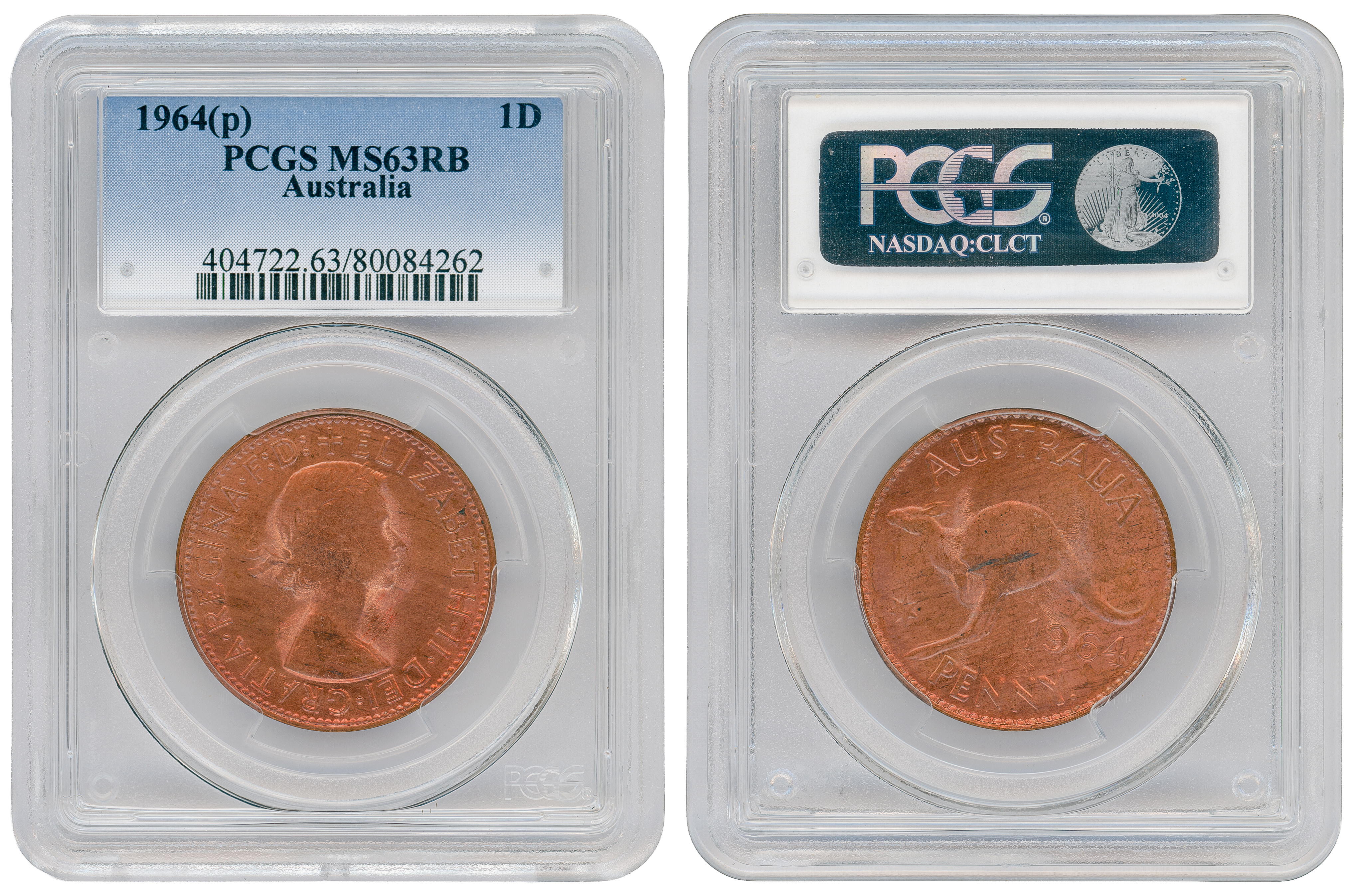 Elizabeth II, Penny, 1964-Y., PCGS MS63RB