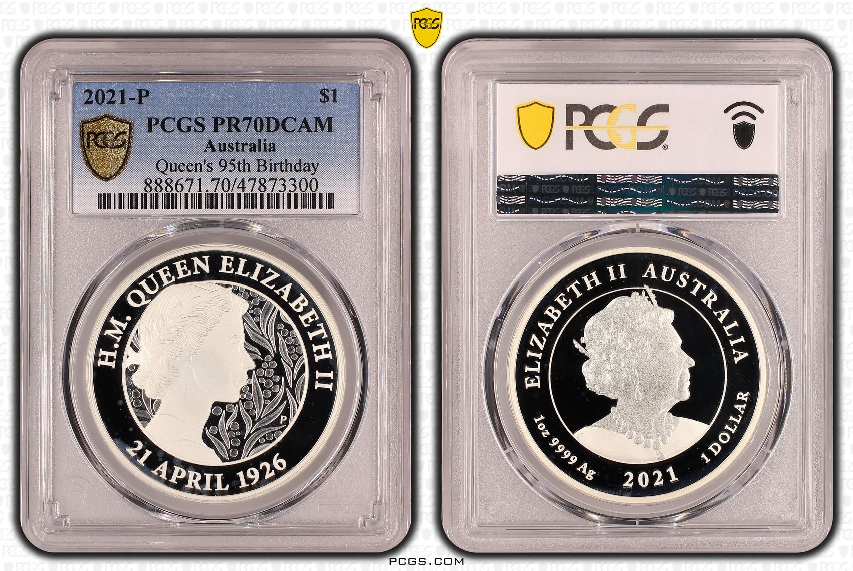Queen's 95th Birthday, POP 7/0, One Dollar, 2021-P, PCGS PR70DCAM