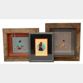 Three Original Framed Paintings By Richard Gorman And Jimmy Toddy Jr