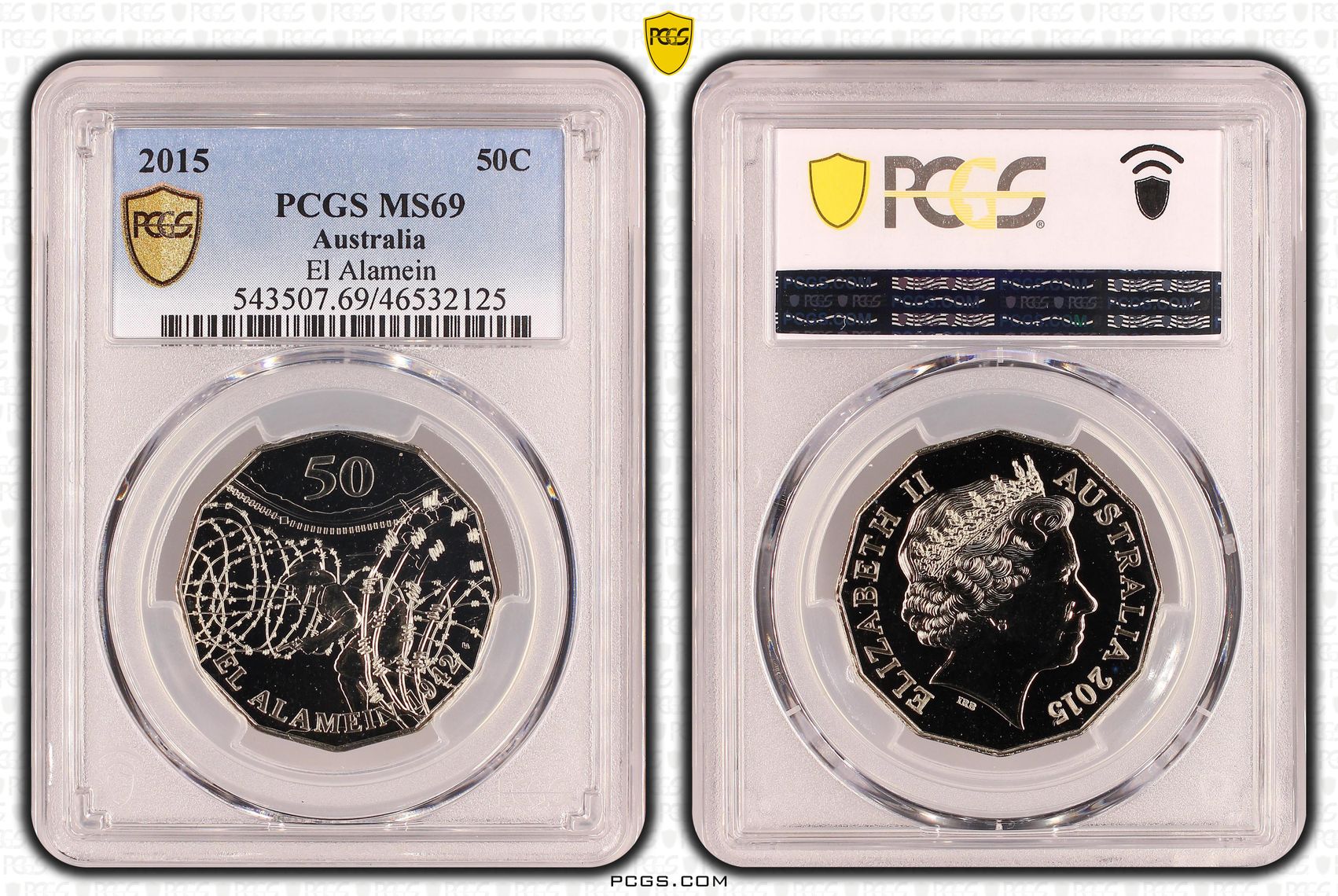 Elizabeth II, El Alamein, POP 17/0, Fifty Cent, 2015, PCGS MS 69