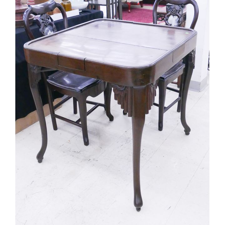 Old Chinese Carved Rosewood Mahjong Table- 31x31x31''