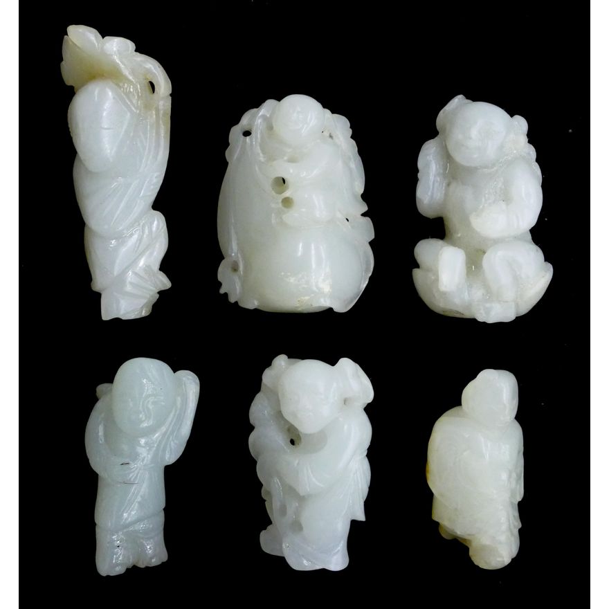 6pc Chinese Qing Jade Small Immortals