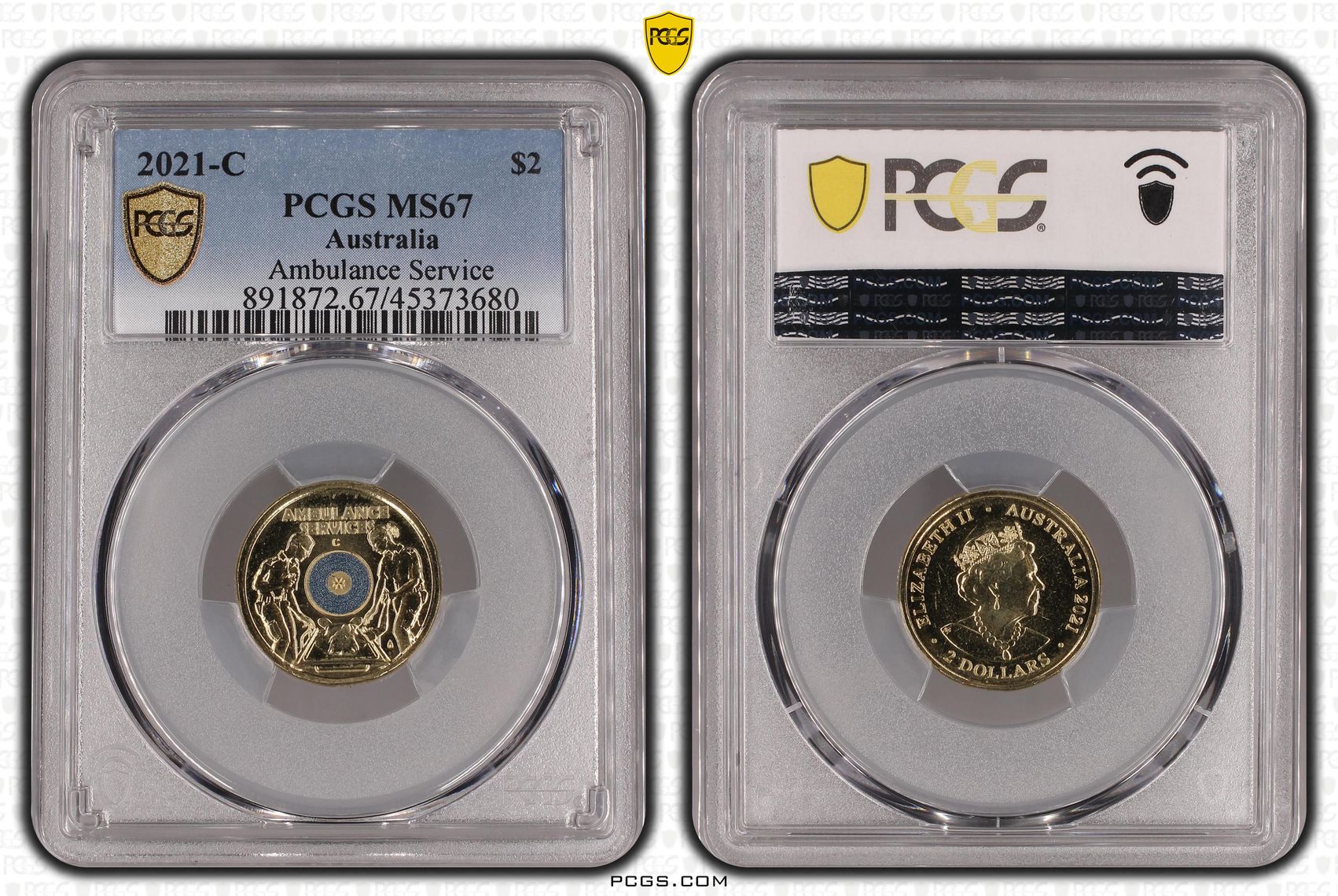 Elizabeth II, Ambulance Service - Colorized, Two Dollar, 2021-C, PCGS MS67