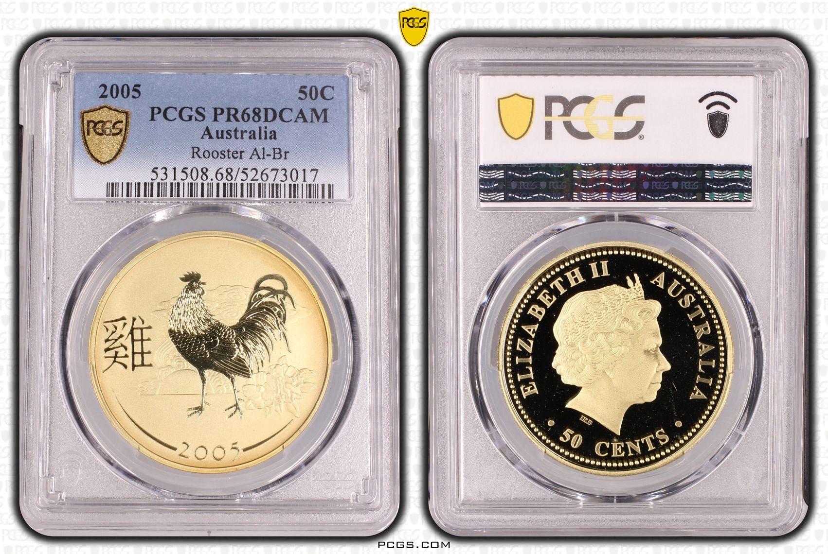 Rooster Al-Br, Fifty Cent, 2005, PCGS PR68DCAM