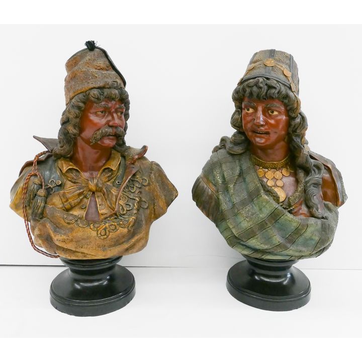 Pair Goldscheider Orientalist Terracotta Busts