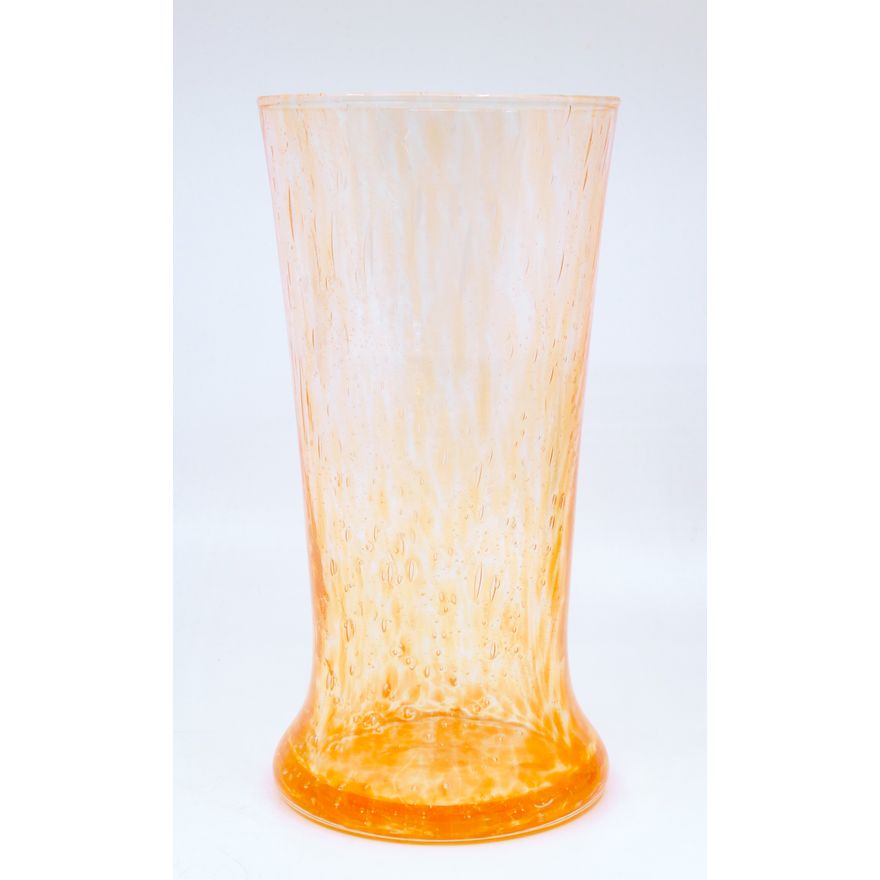 Cluthra Orange Signed Studio Glass Vase 7"