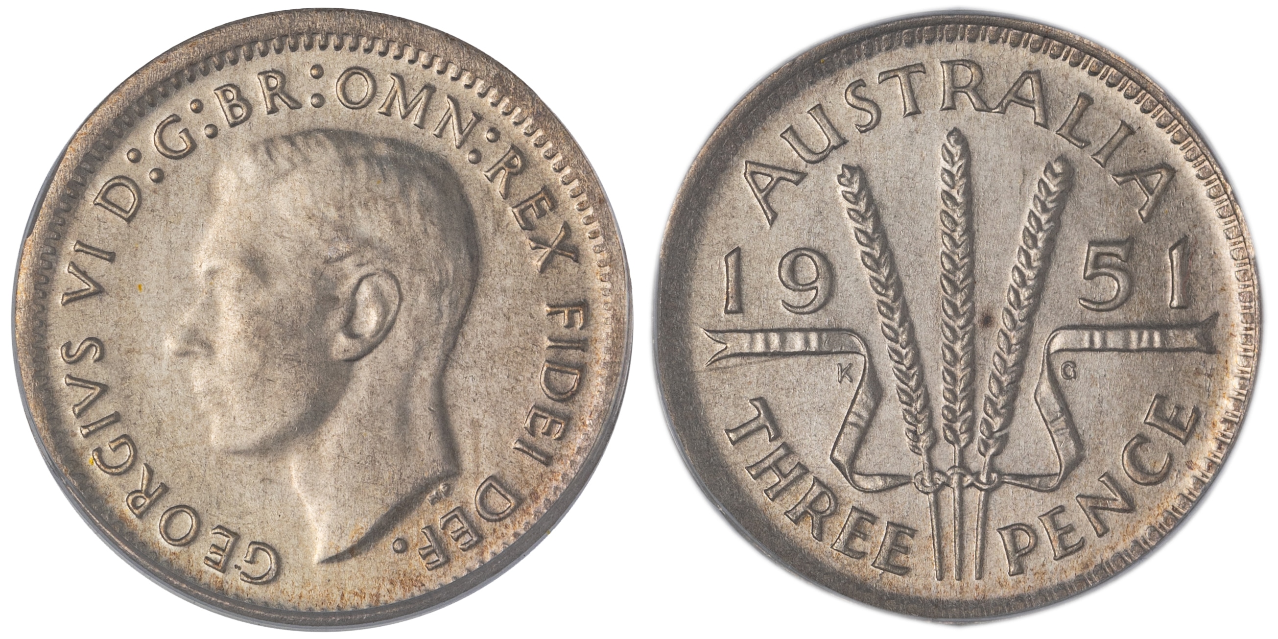 George VI, Threepence, 1951, PCGS MS65