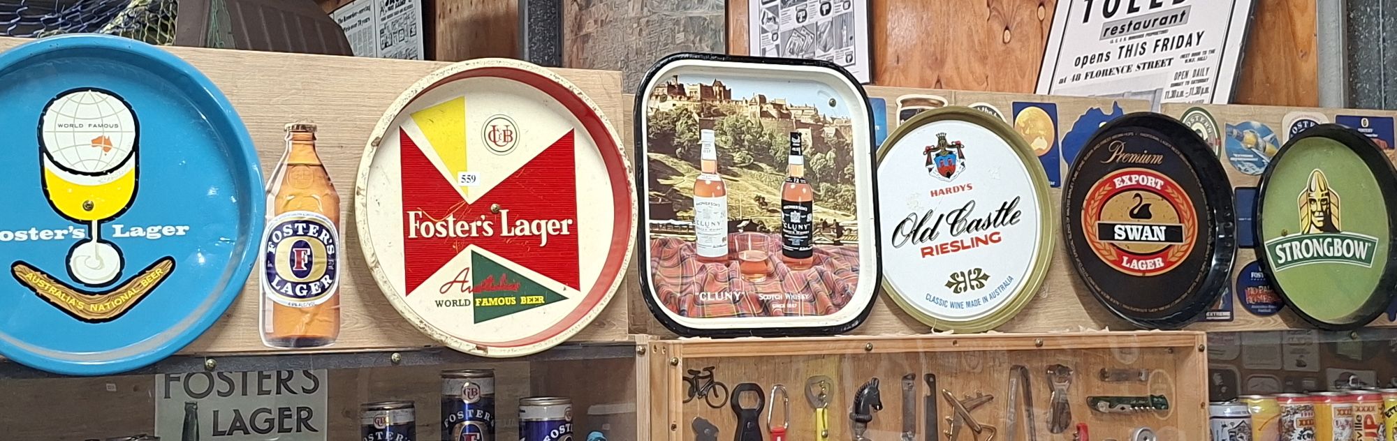 GROUP OF BAR SERVING TRAYS