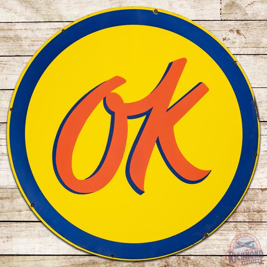 36" Chevrolet OK Single Sided Porcelain Sign - 8.9