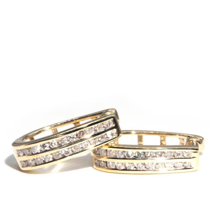 Half Carat Diamond 9 Carat Gold Hoop Earrings