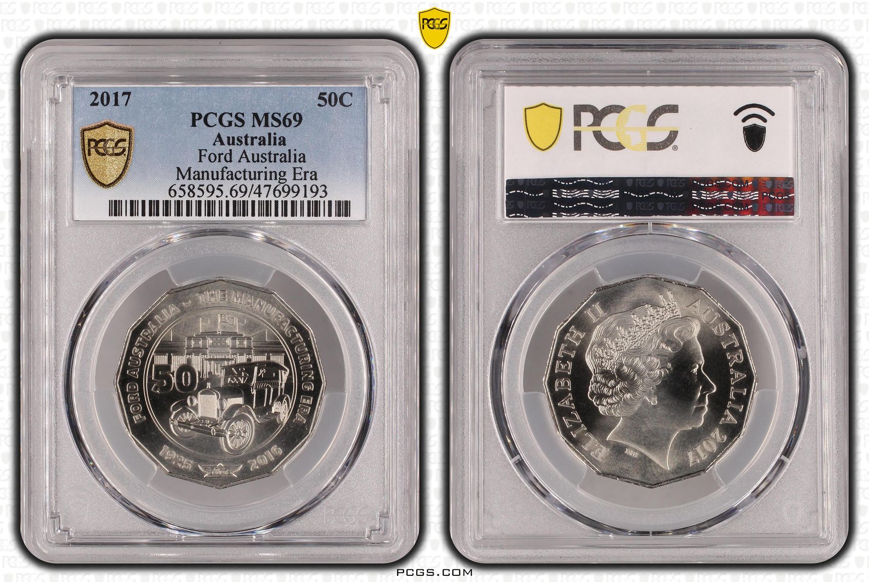 Elizabeth II, Ford Australia - Manufacturing Era , Fifty Cent, 2017, PCGS MS69