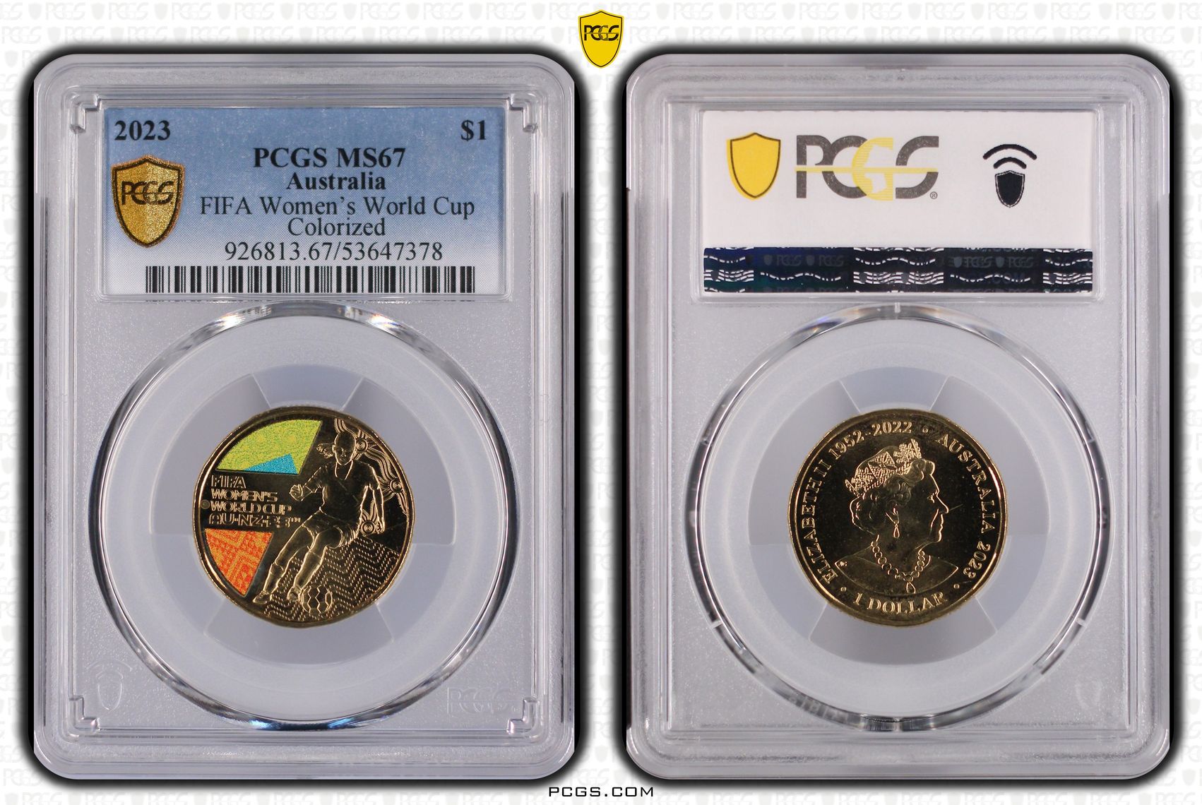 FIFA Women's World Cup Colourised, One Dollar, 2023, PCGS MS67