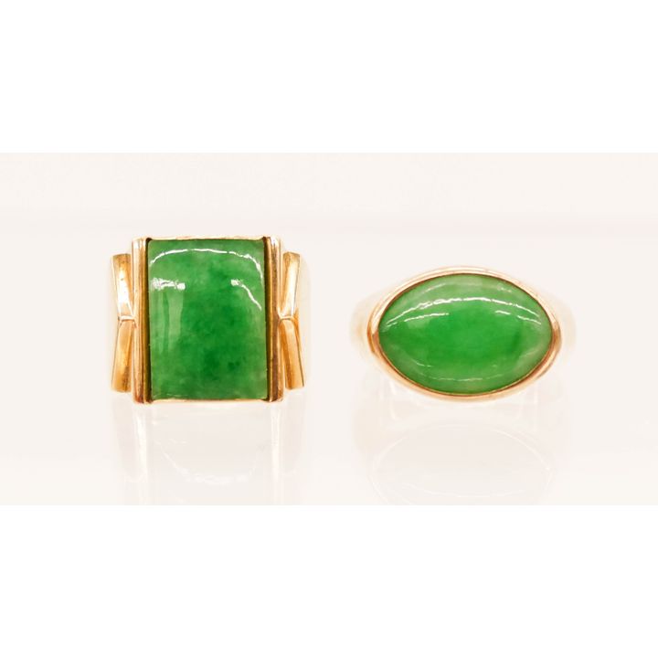 2pc Vintage 14k Jadeite Rings