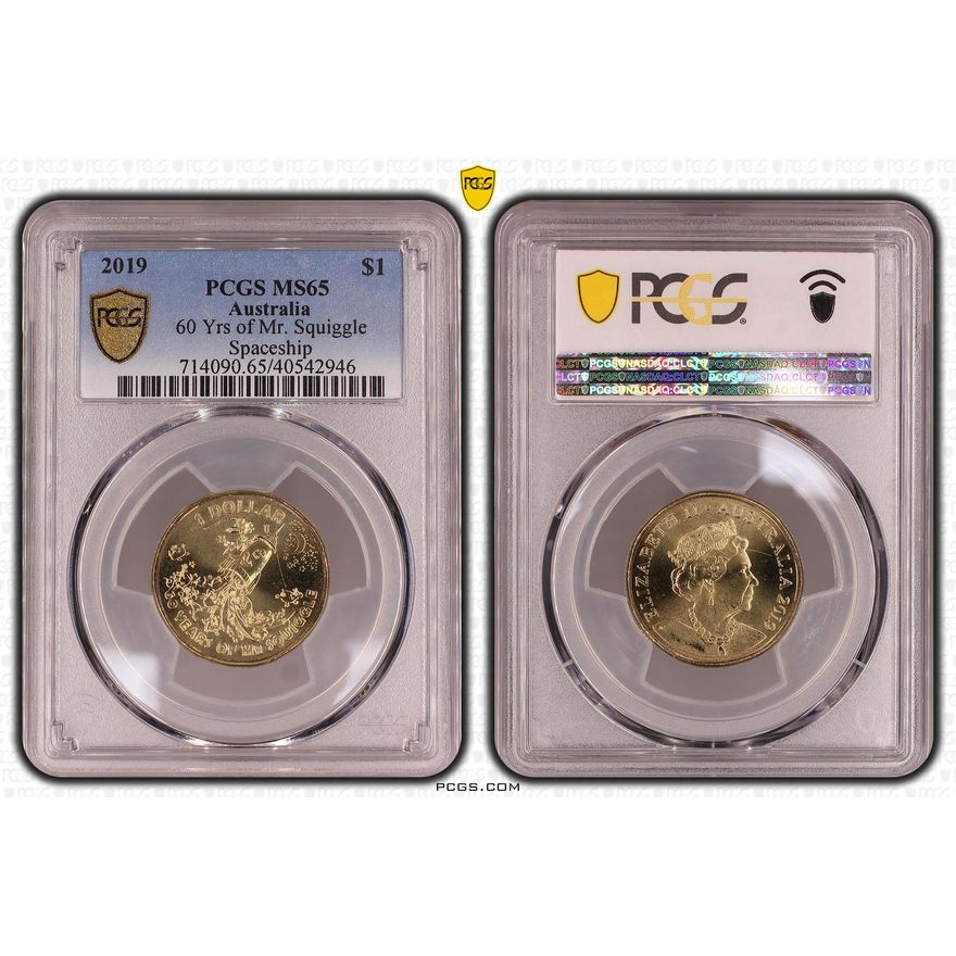 60 Yrs of Mr. Squiggle - Spaceship, One Dollar, 2019, PCGS MS65