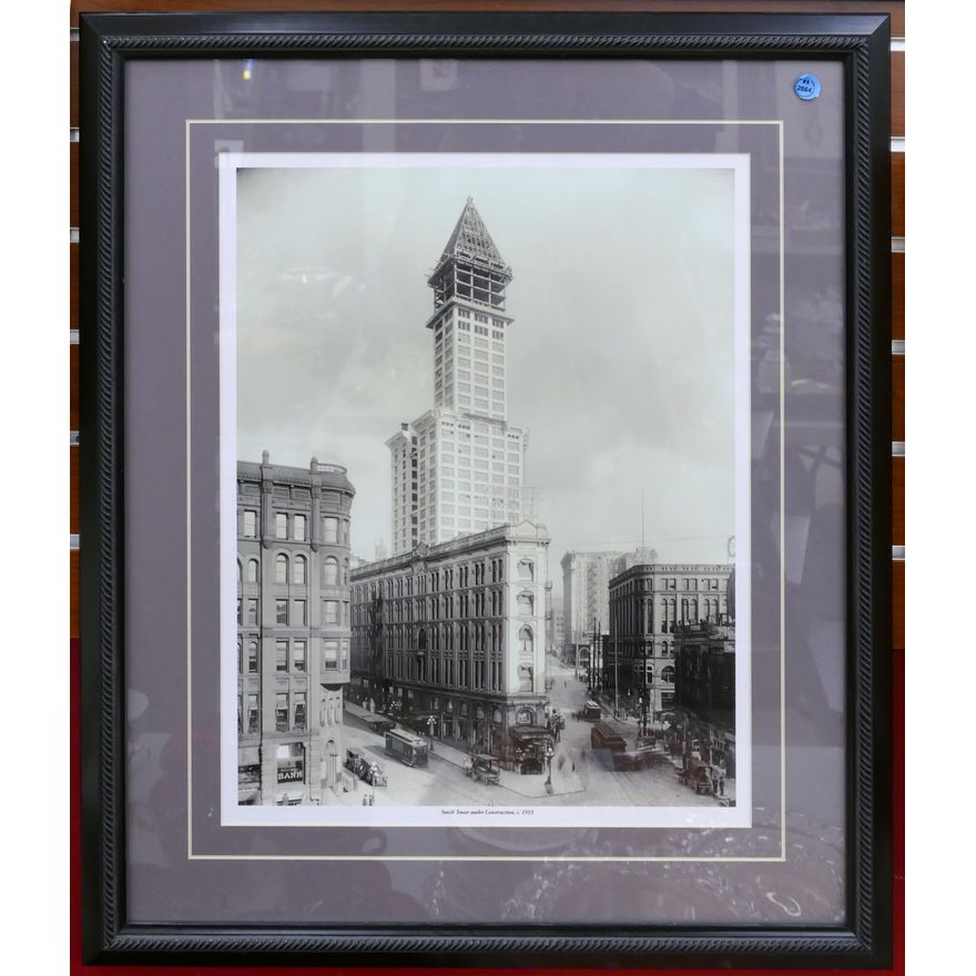 Construction of Smith Tower Photography Print Framed