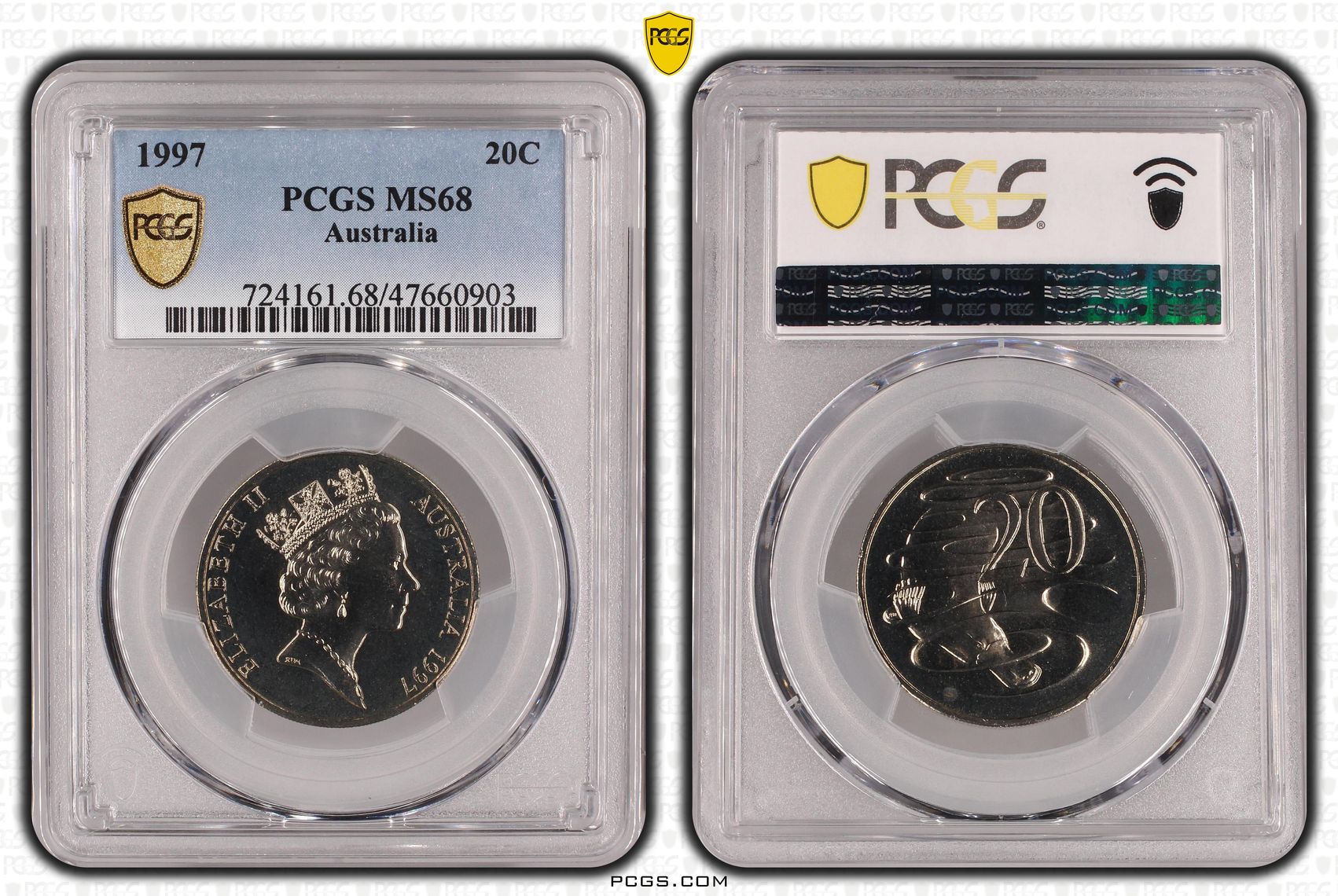 Elizabeth II, Twenty Cent, 1997, PCGS MS68
