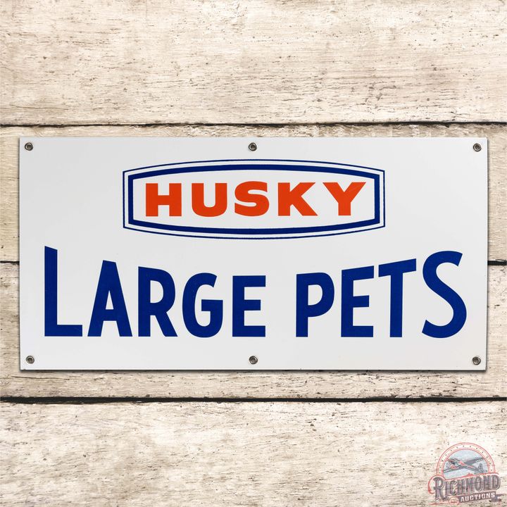 NOS Husky Service Station Large Pets Single Sided Porcelain Sign w/ Logo