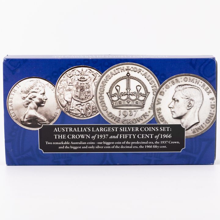 George IV - Elizabeth II, Bradford Exchange - Largest Silver Coin Set, Crown - Fifty Cents, 1937 - 1966,  VF - aUNC
