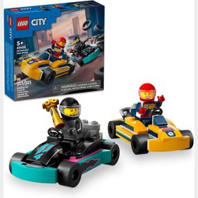 LEGO CITY GO-KARTS AND RACE DRIVERS TOY PLAYSET, 2 DRIVER MINIFIGURES, RACING VEHICLE CAR TOY, FUN RACE CAR TOY GIFT FOR KIDS AGED