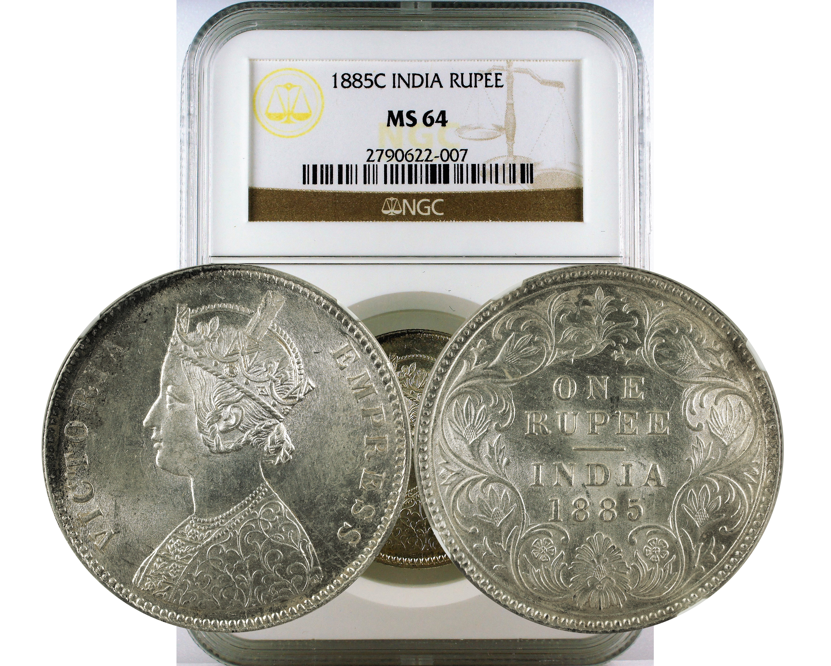 1885C INDIA RUPEE MS 64