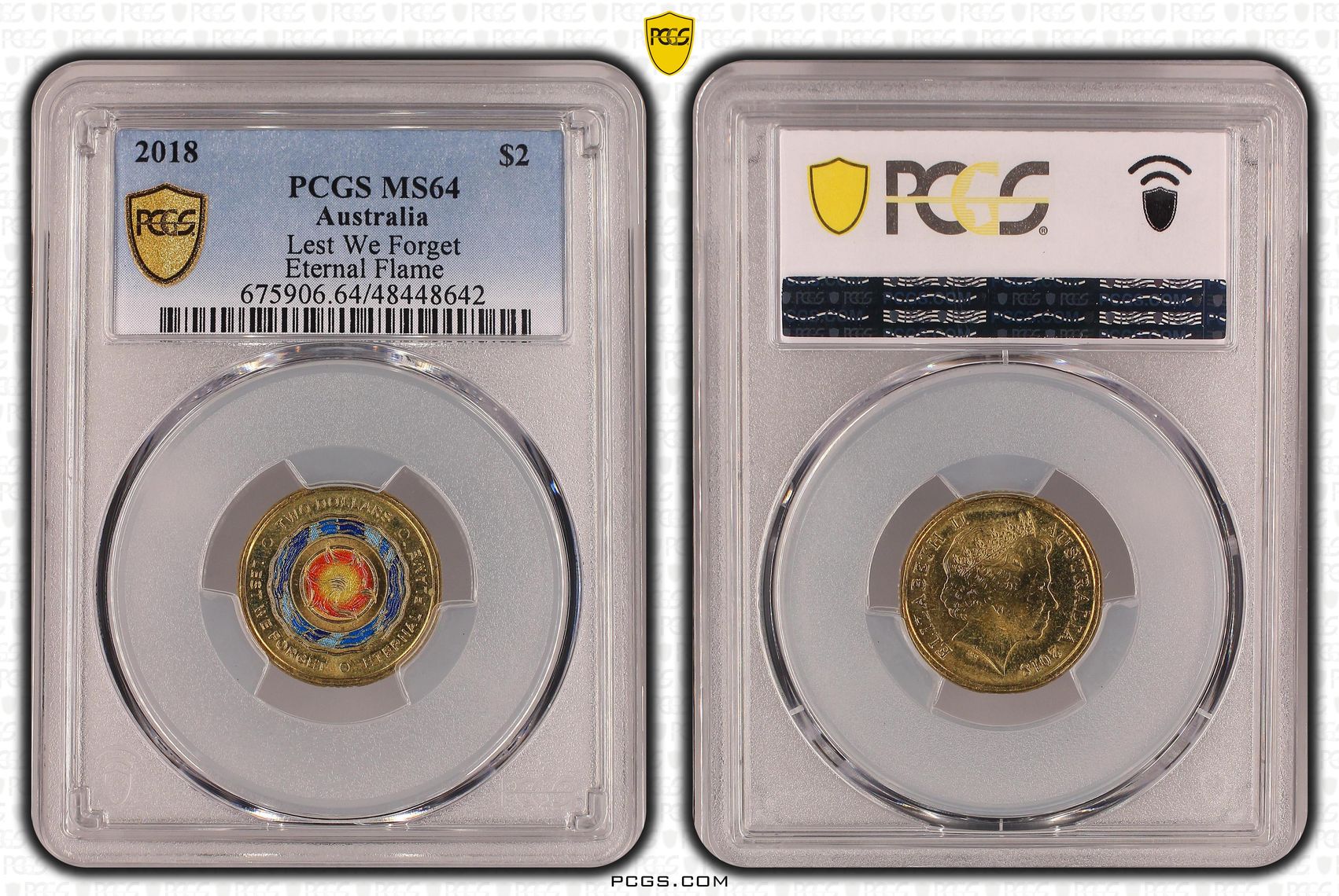 Elizabeth II, Lest We Forget Eternal Flame, Two Dollar, 2018, PCGS MS64